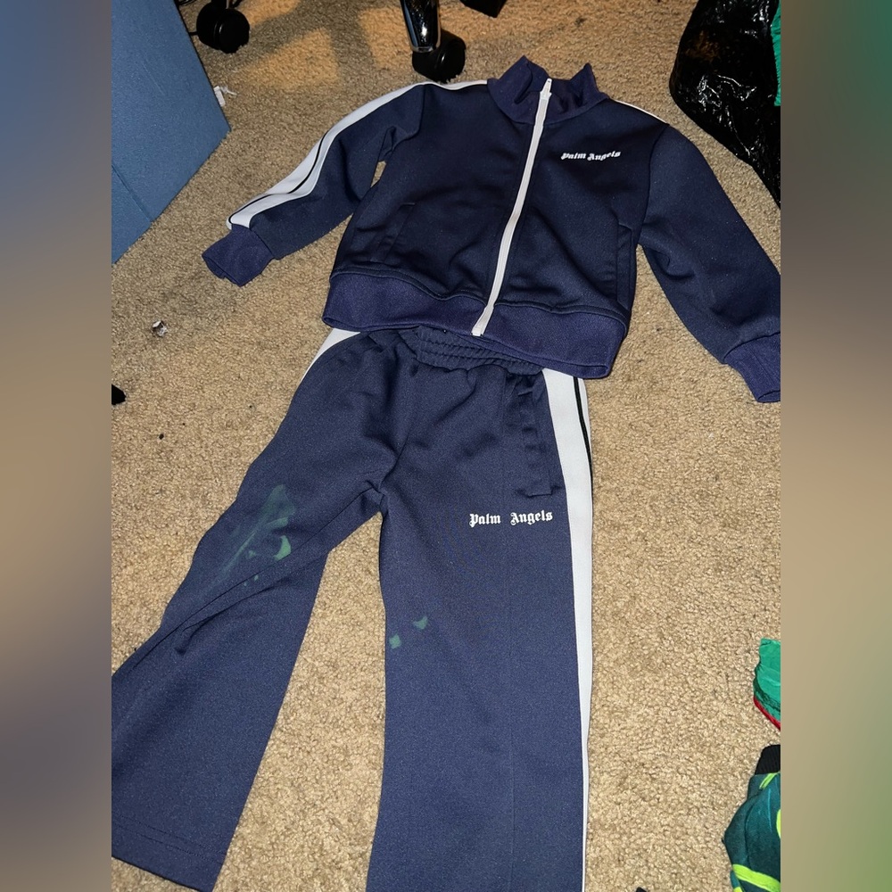 navy blue palm angels sweat suit